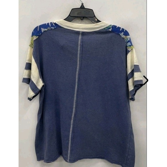 POL Beige Patchwork Tee NWT Size M Boho Oversized Textured Short Sleeve Top - Picture 3 of 4